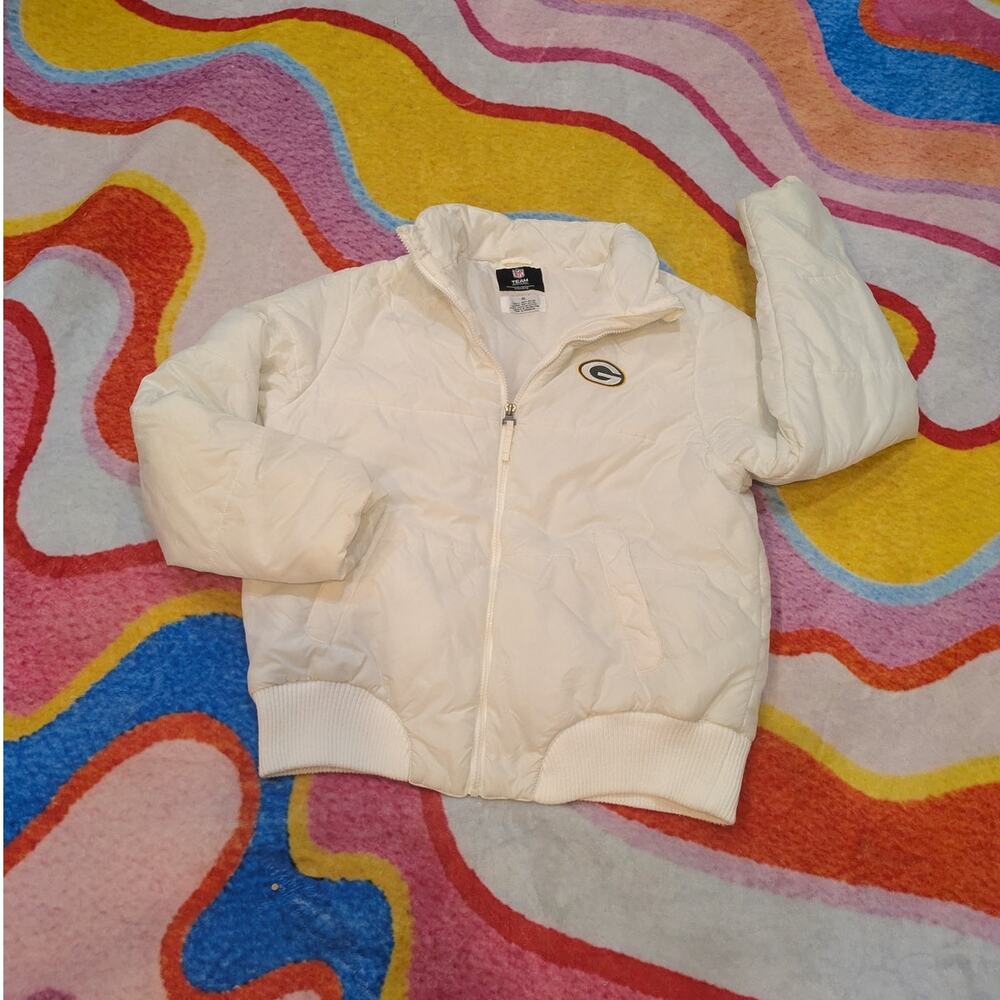 Y2K Packers White Puffer Women's Jacket Size XL